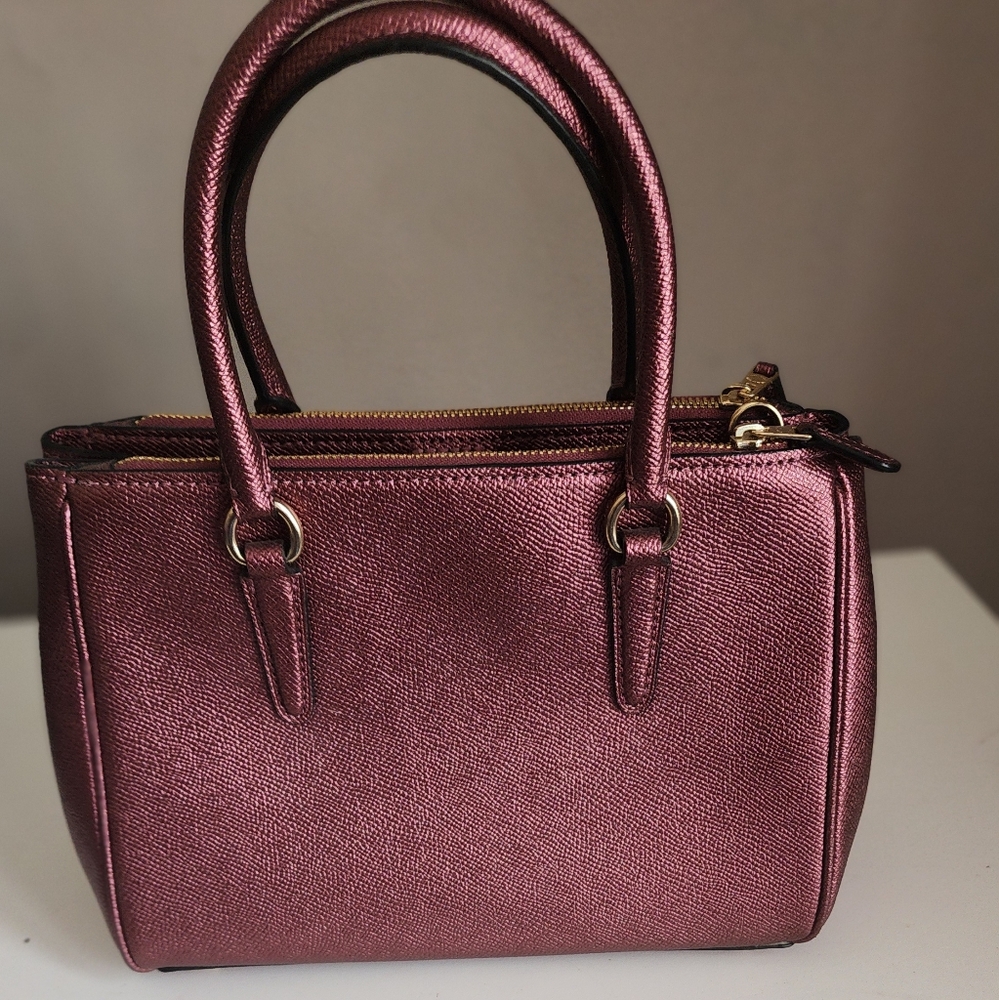 Coach Surrey Metallic Pink/Raspberry/Wine Handbag - Picture 2 of 7